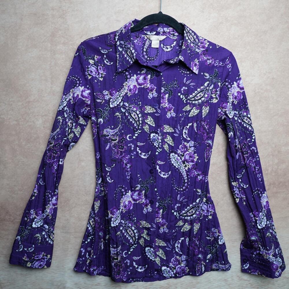 White Stag Purple Paisley Floral Y2K Blouse M